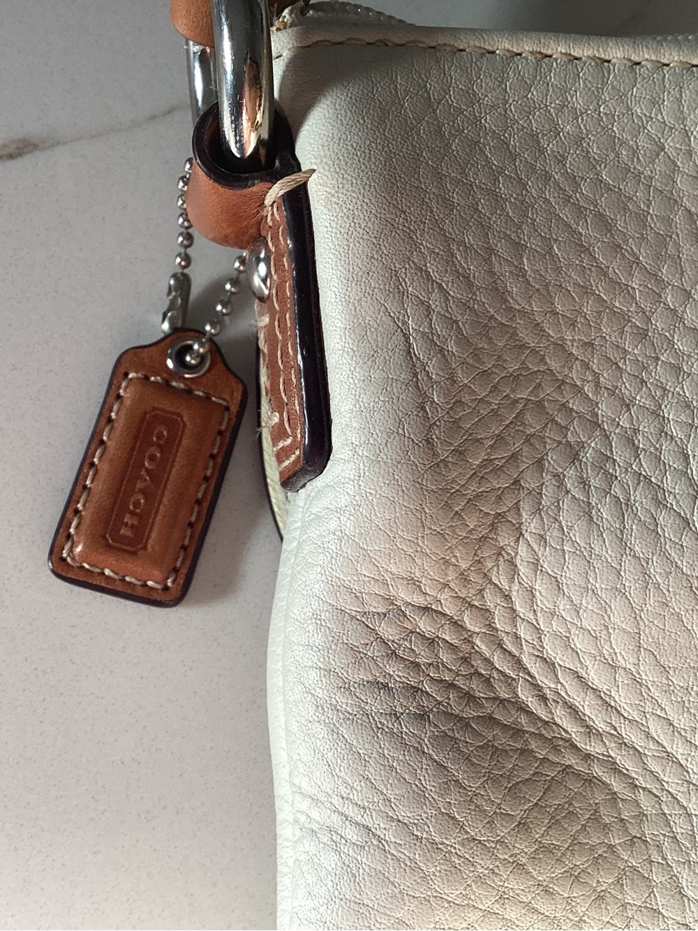 Coach Cream Leather Crossbody with Tan Buckle - Picture 5 of 8